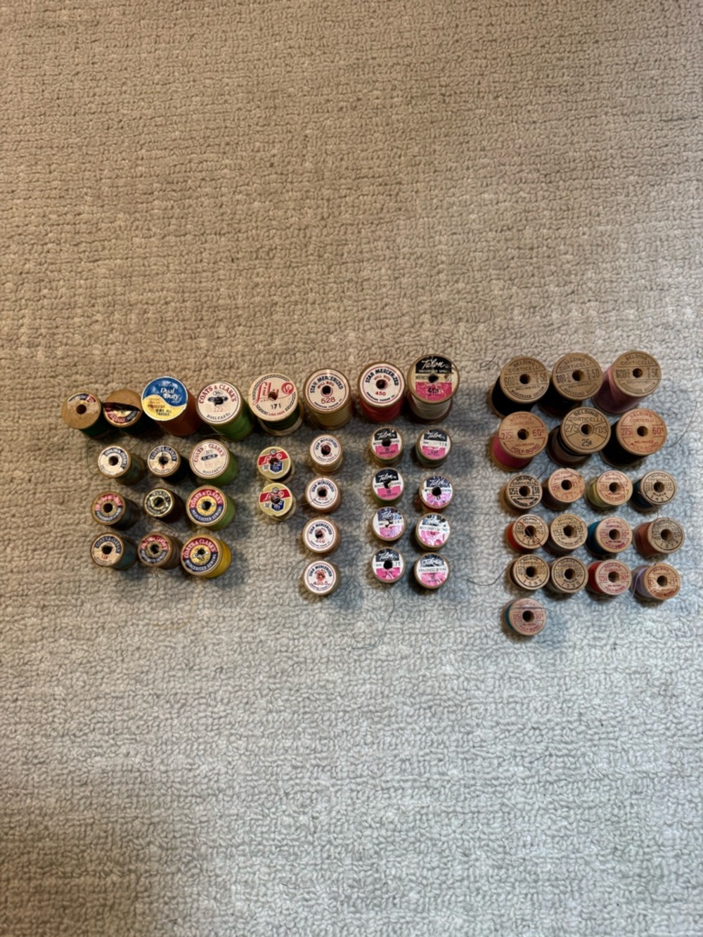 Vintage Wood Spool Thread Lot: 53 Pieces for craft, cottagecore, maximalism, - Picture 5 of 13